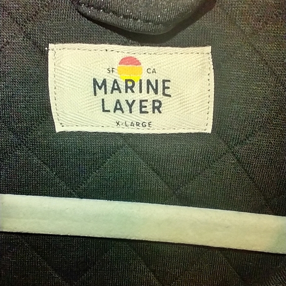 Marine Layer Corbet Black Full Zip Quilted Vest Men's sz XL Homes.com Logo - Picture 6 of 7